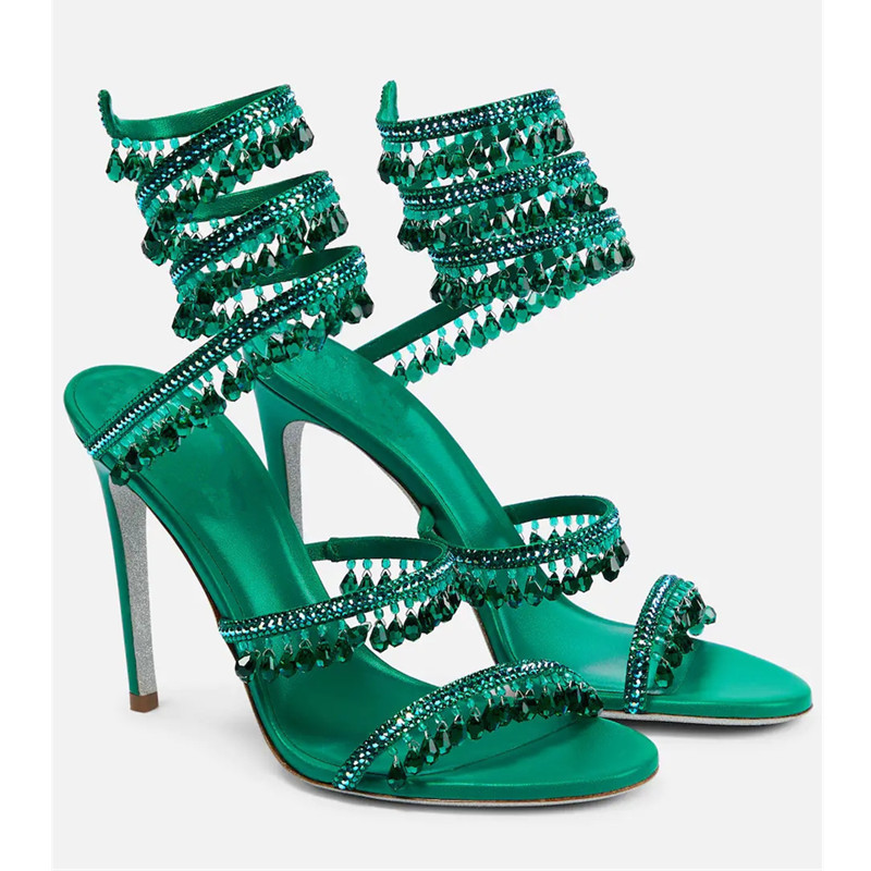 Peep Toe Heels - صنادل نسائية مثيرة بكعب عالٍ مزينة