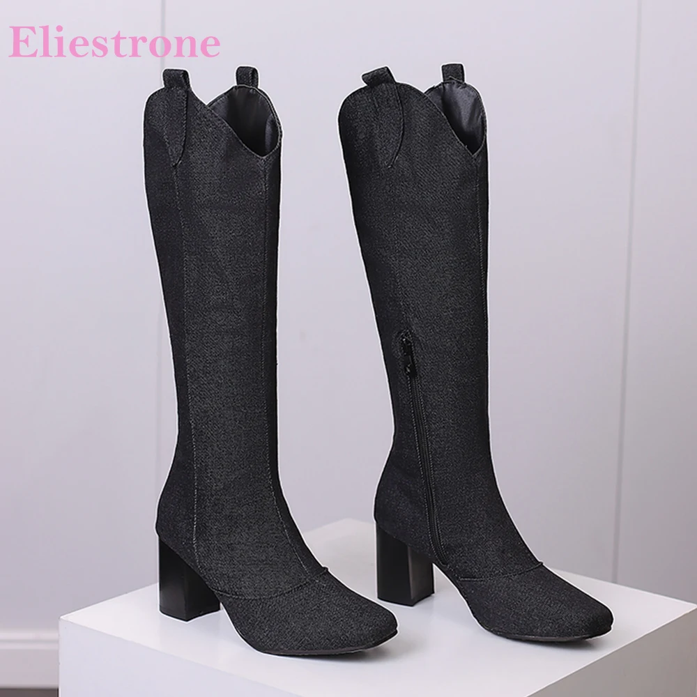 Women'S Shoes Size 12 - جديد شتاء أسود أزرق المرأة الركبة