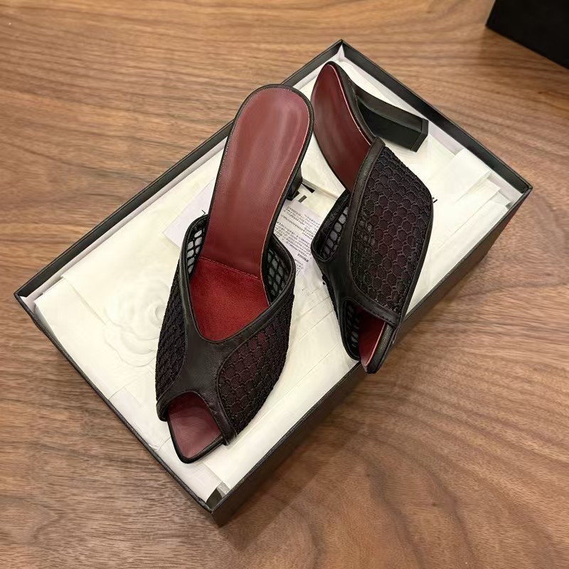 صنادل نسائية شبكية مفتوحة الأص - مراجعة Peep Toe Heels وسعره